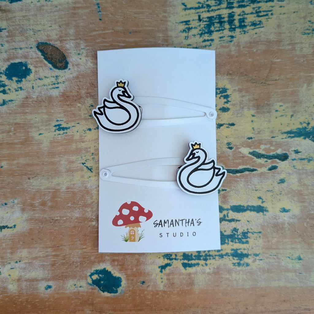 Swan Hair Clips