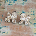 Poodle Dog wooden stud earrings