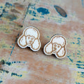 Poodle Face Dog wooden stud earrings