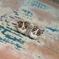 Border Collie Face Dog wooden stud earrings