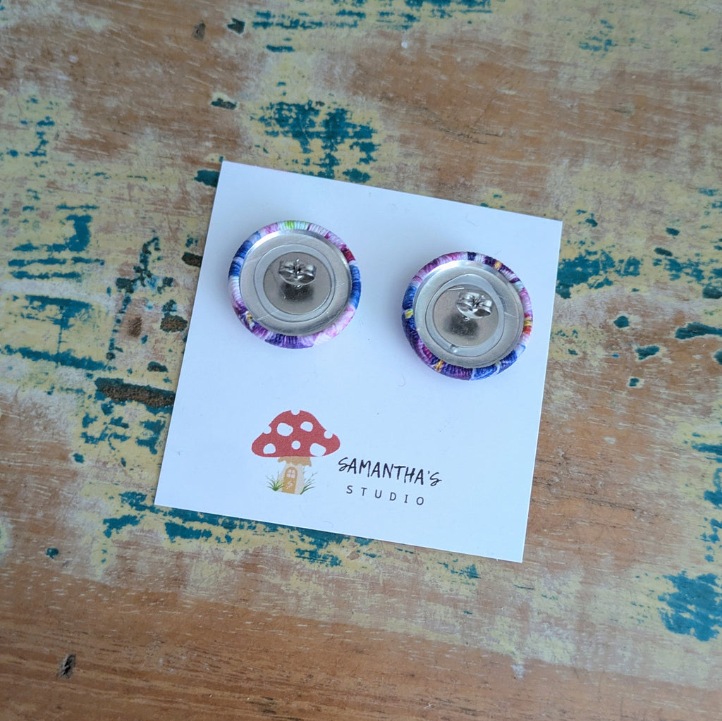 Pansy Flower Button Earrings