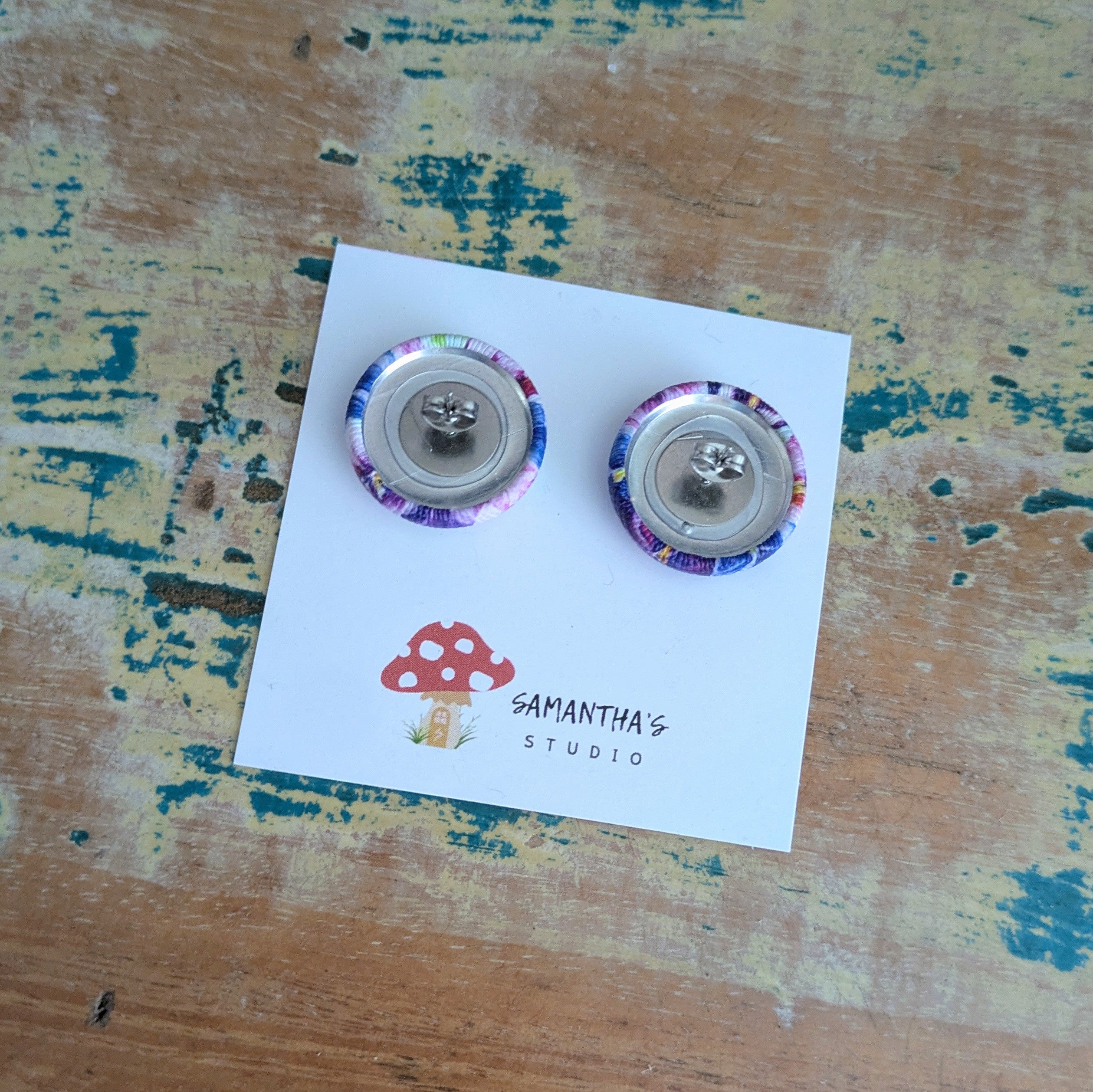 Pansy Flower Button Earrings