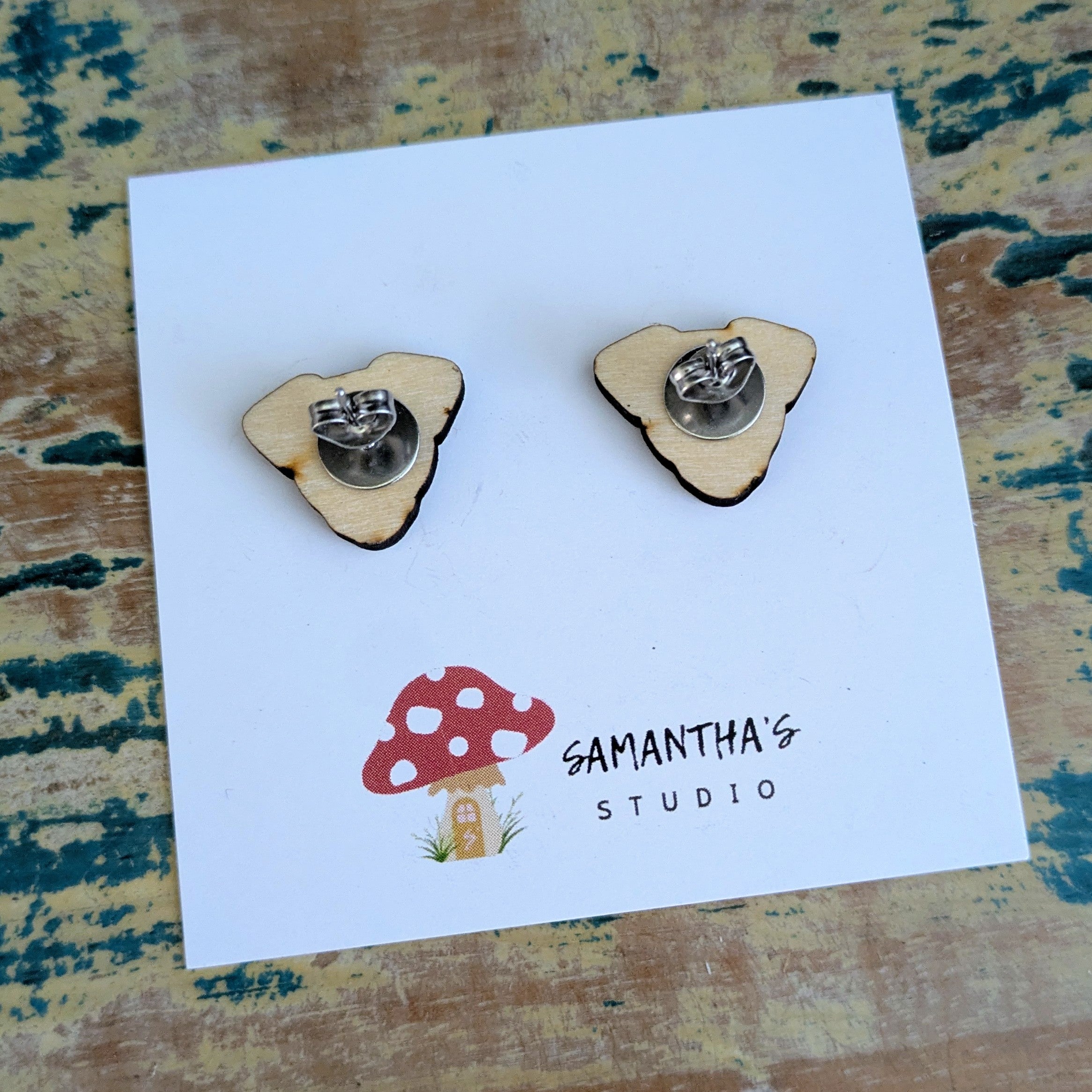 Jack Russell Face Dog wooden stud earrings