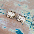 Wombat wooden stud earrings