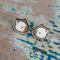 Wombat wooden face stud earrings
