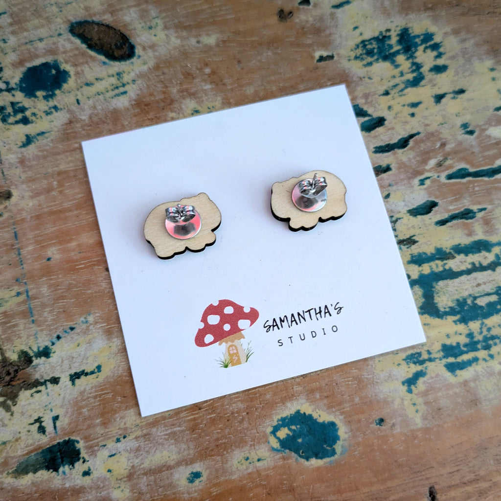 Wombat wooden stud earrings