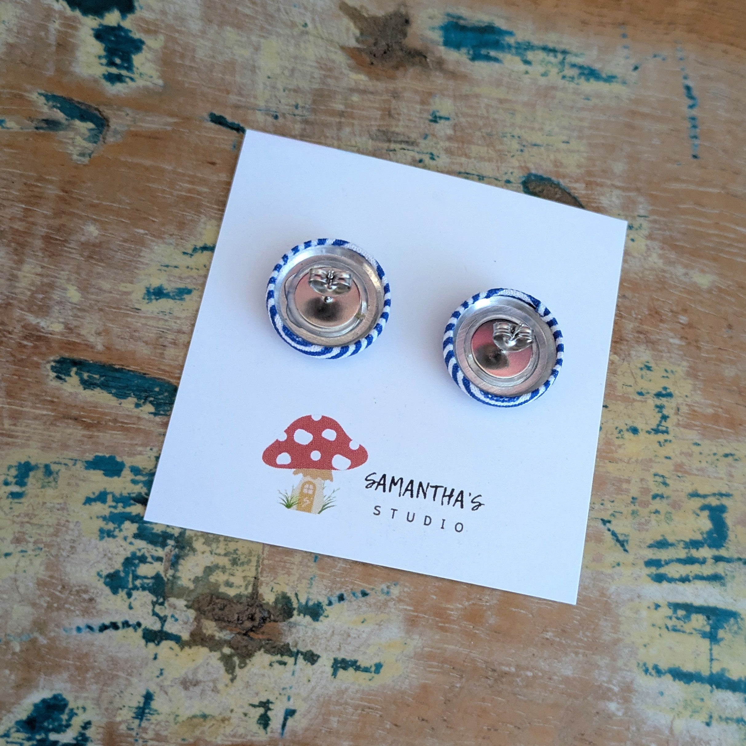 Blue Pin Strip Earrings