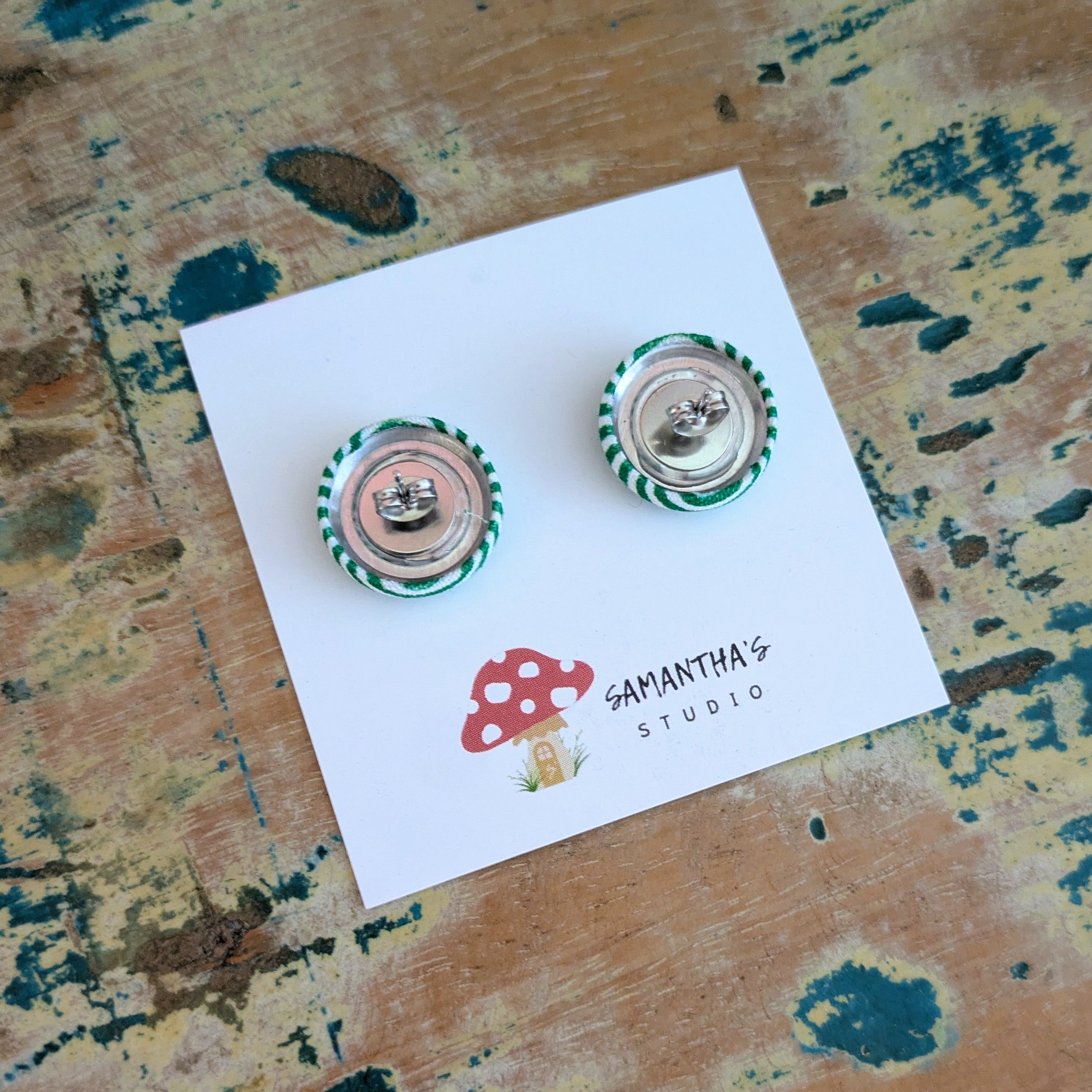 Green Pin Strip Earrings