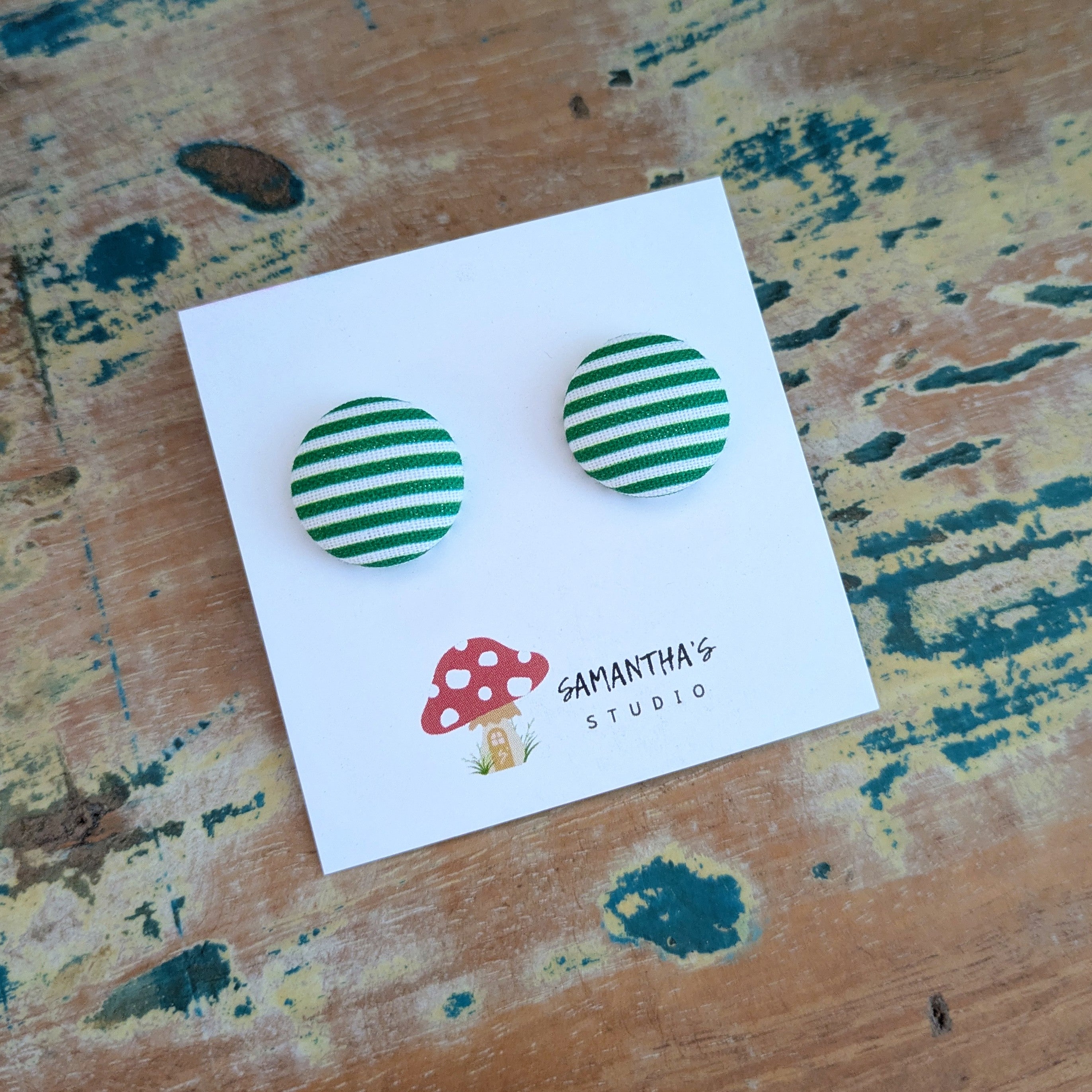 Green Pin Strip Earrings