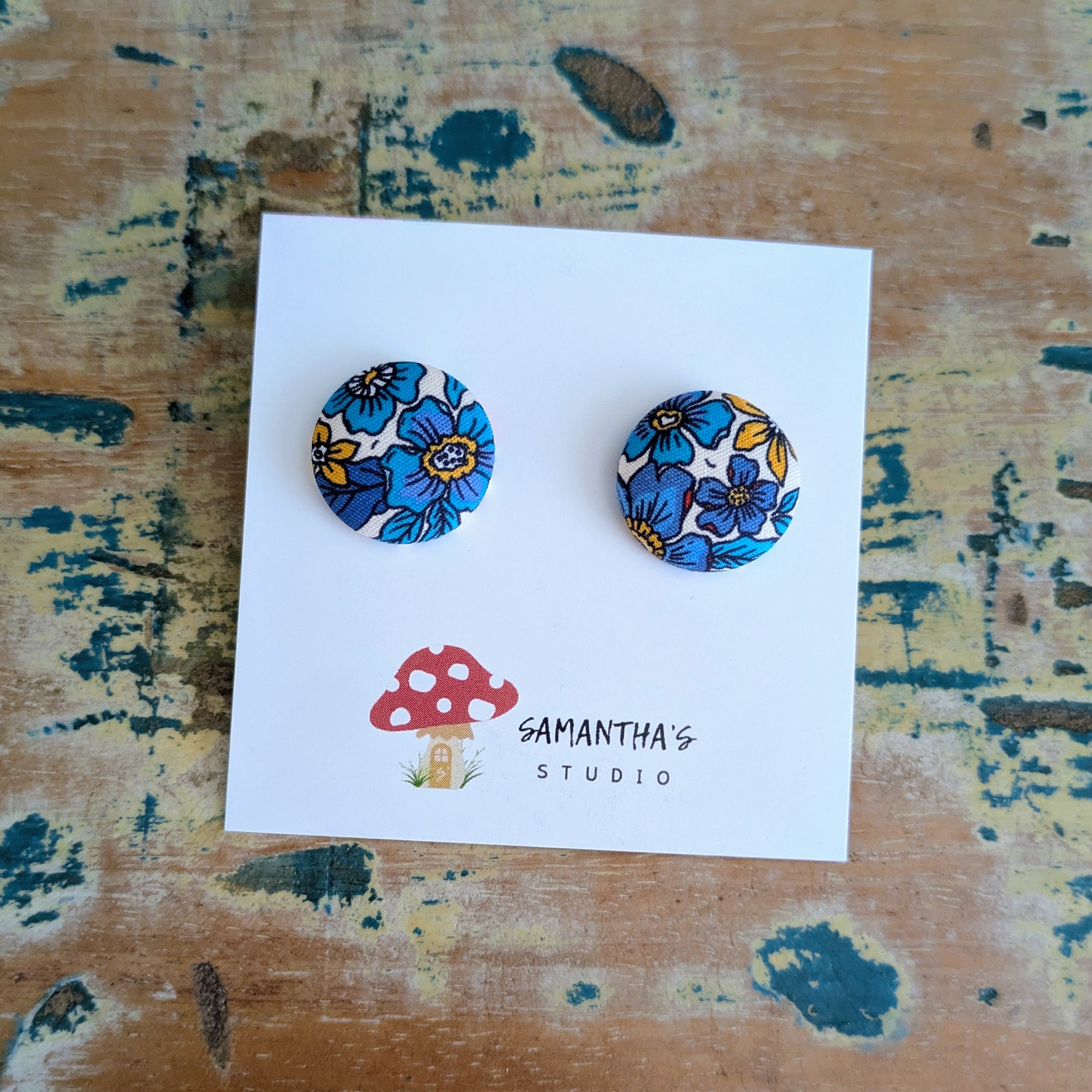 Blue Floral Earrings