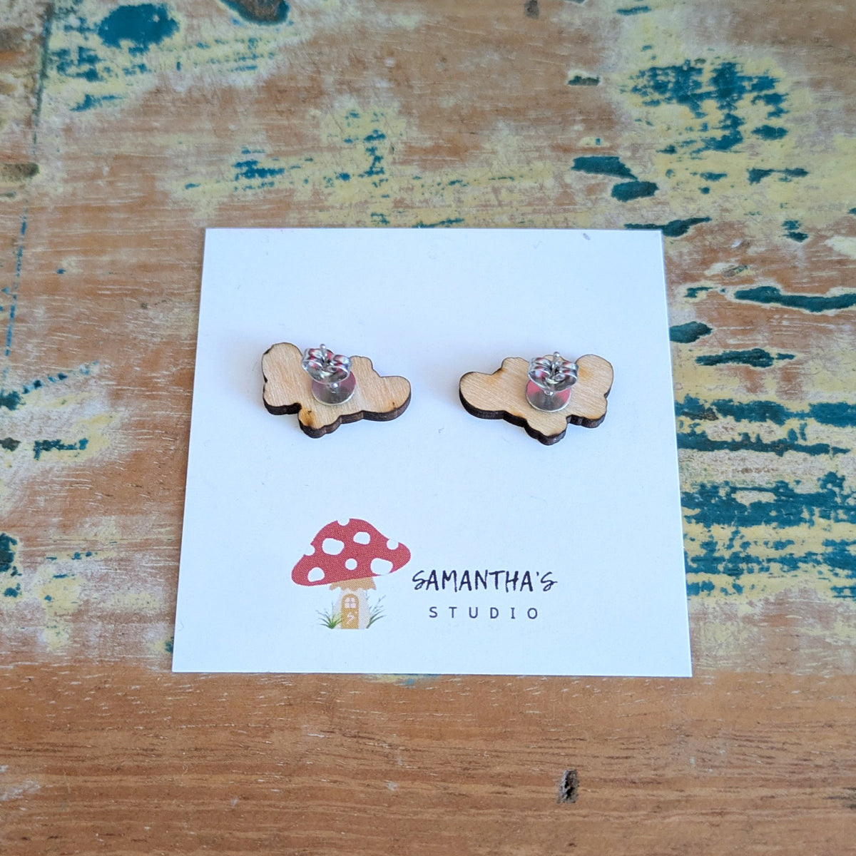Platypus wooden stud earrings