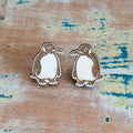 Penguin wooden stud earrings