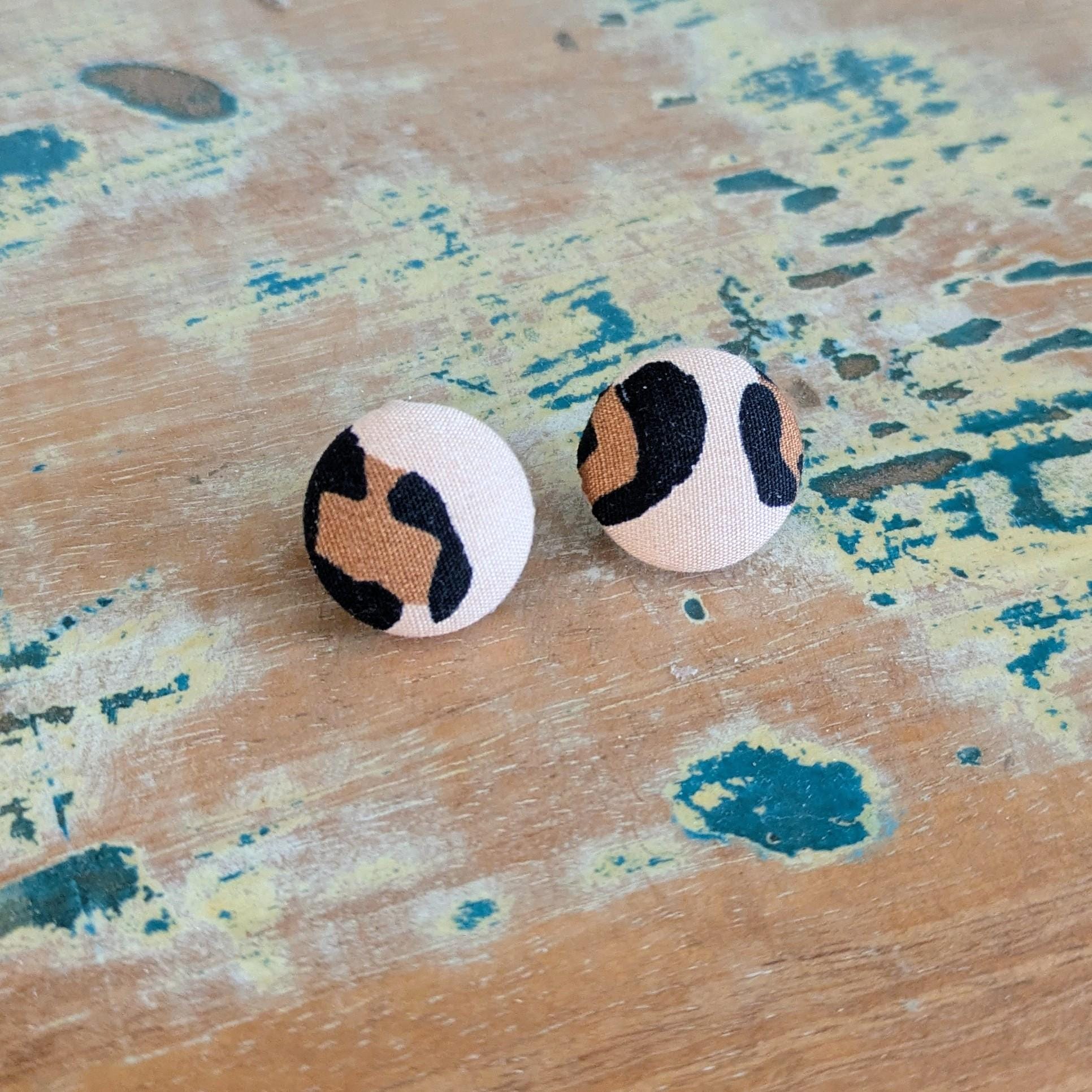 Leopard print Button stud earrings
