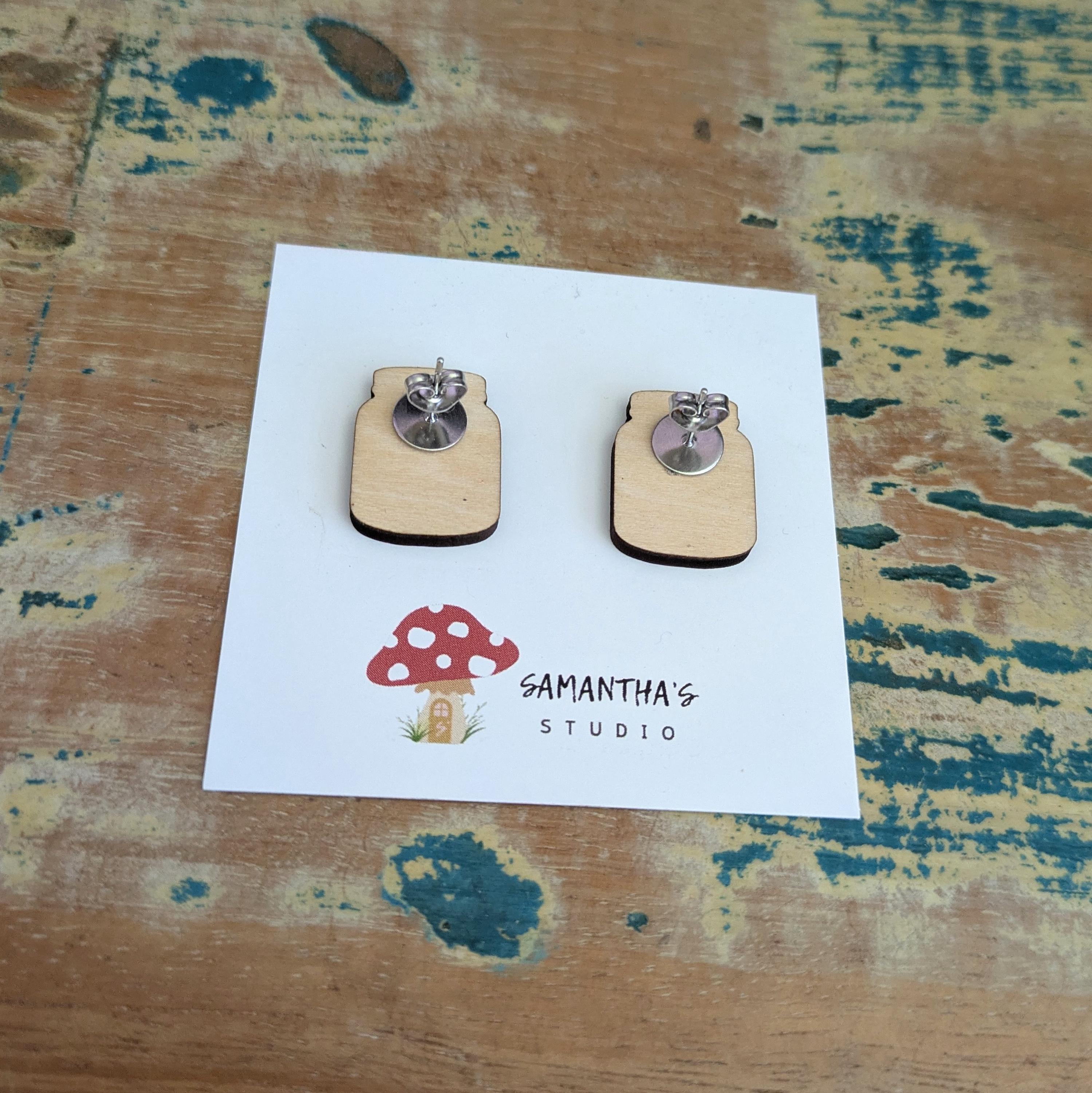 Lolly Jar wooden stud earrings
