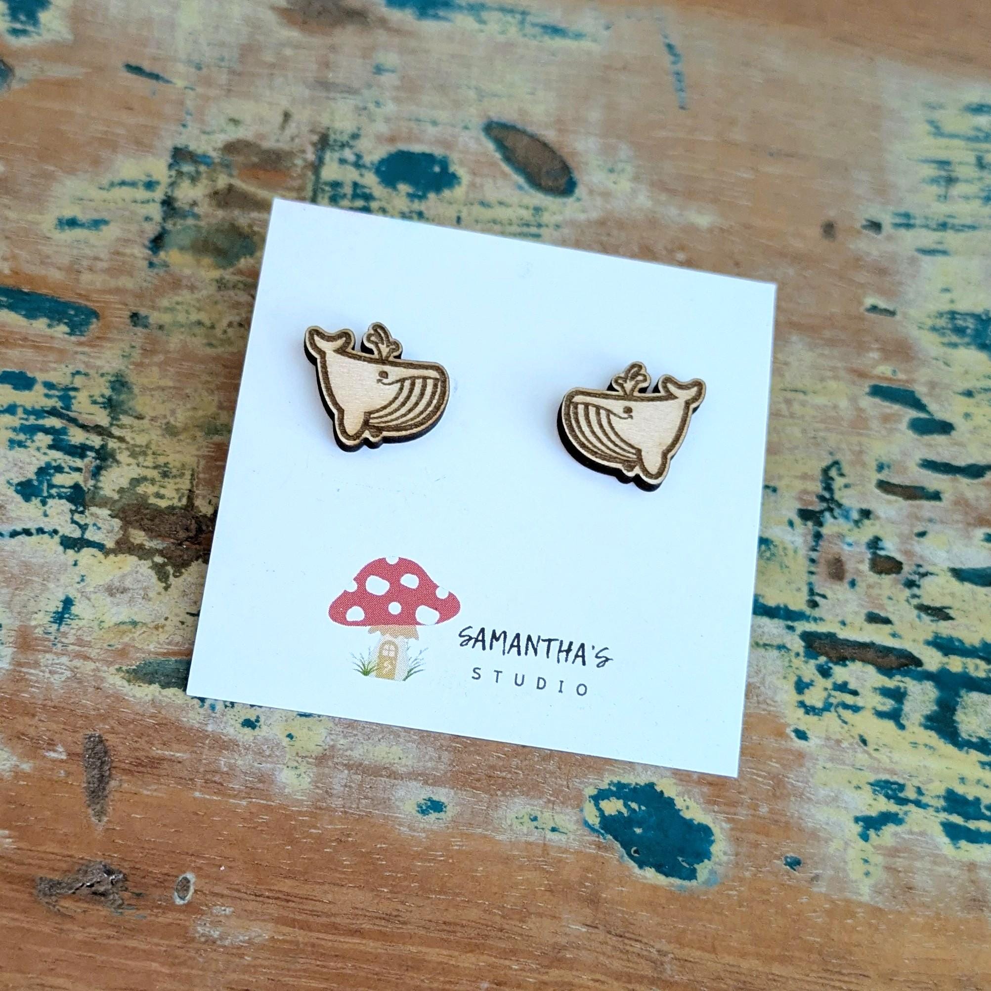 Whale Wooden Stud earrings
