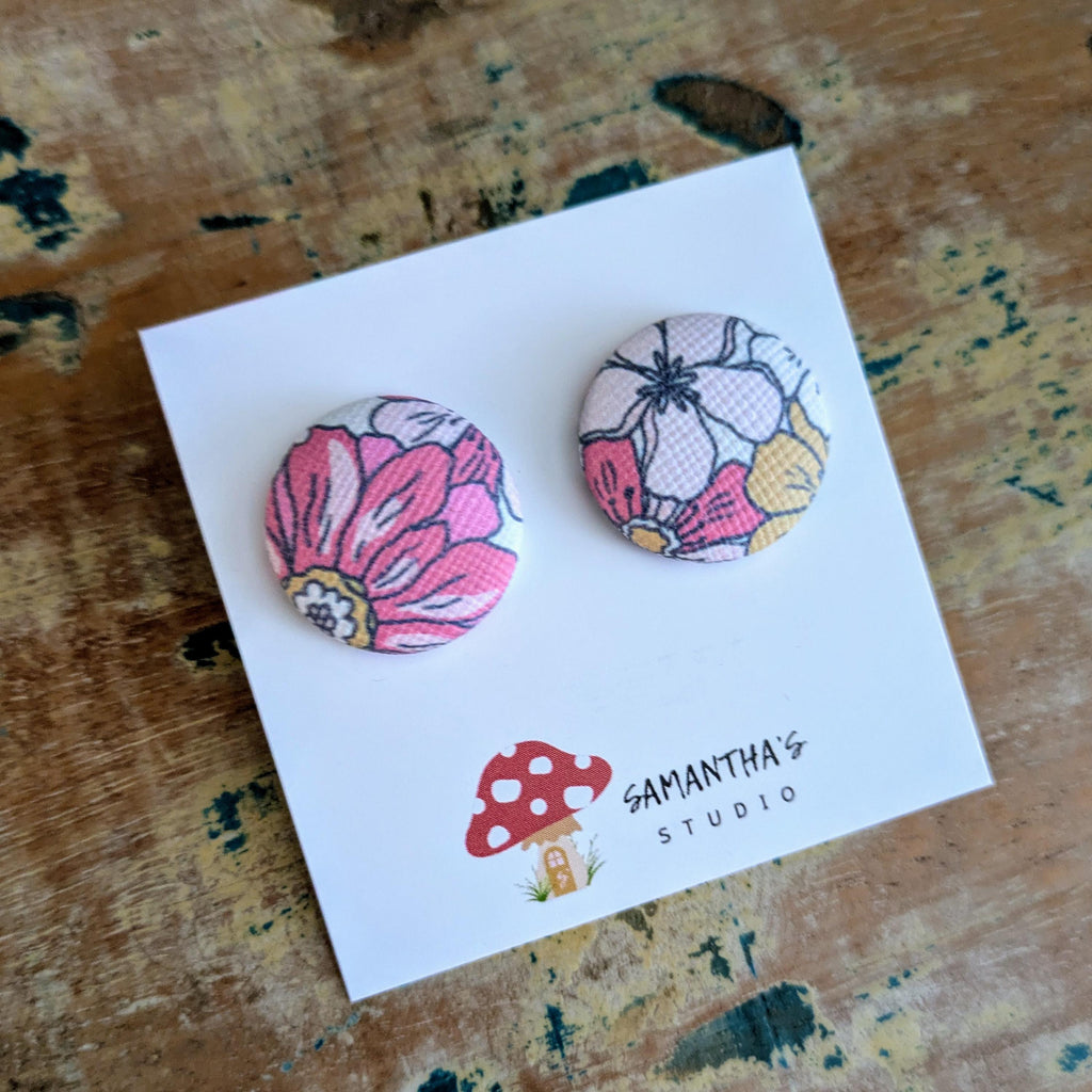Lots of flowers button stud earrings
