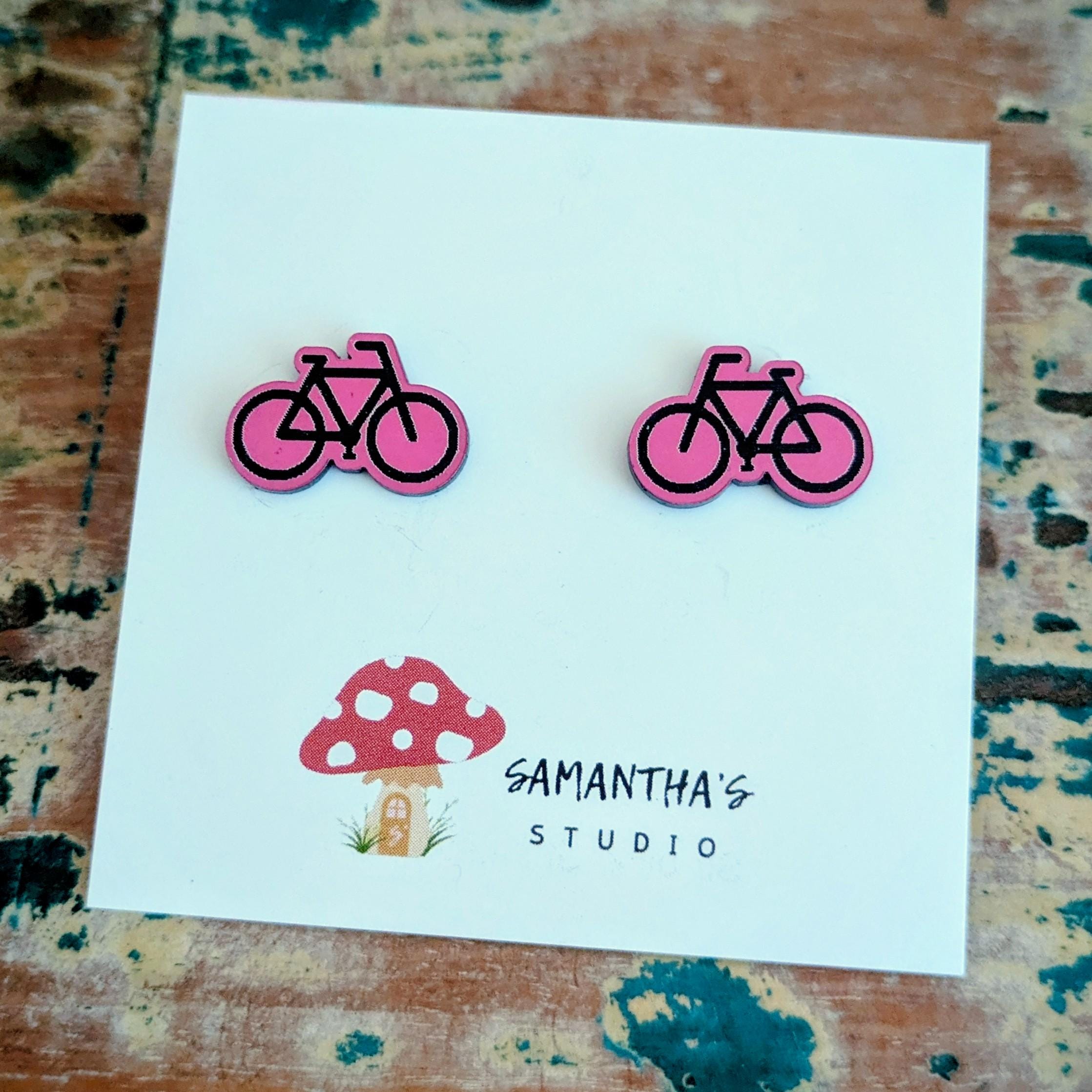Bike acrylic stud earrings