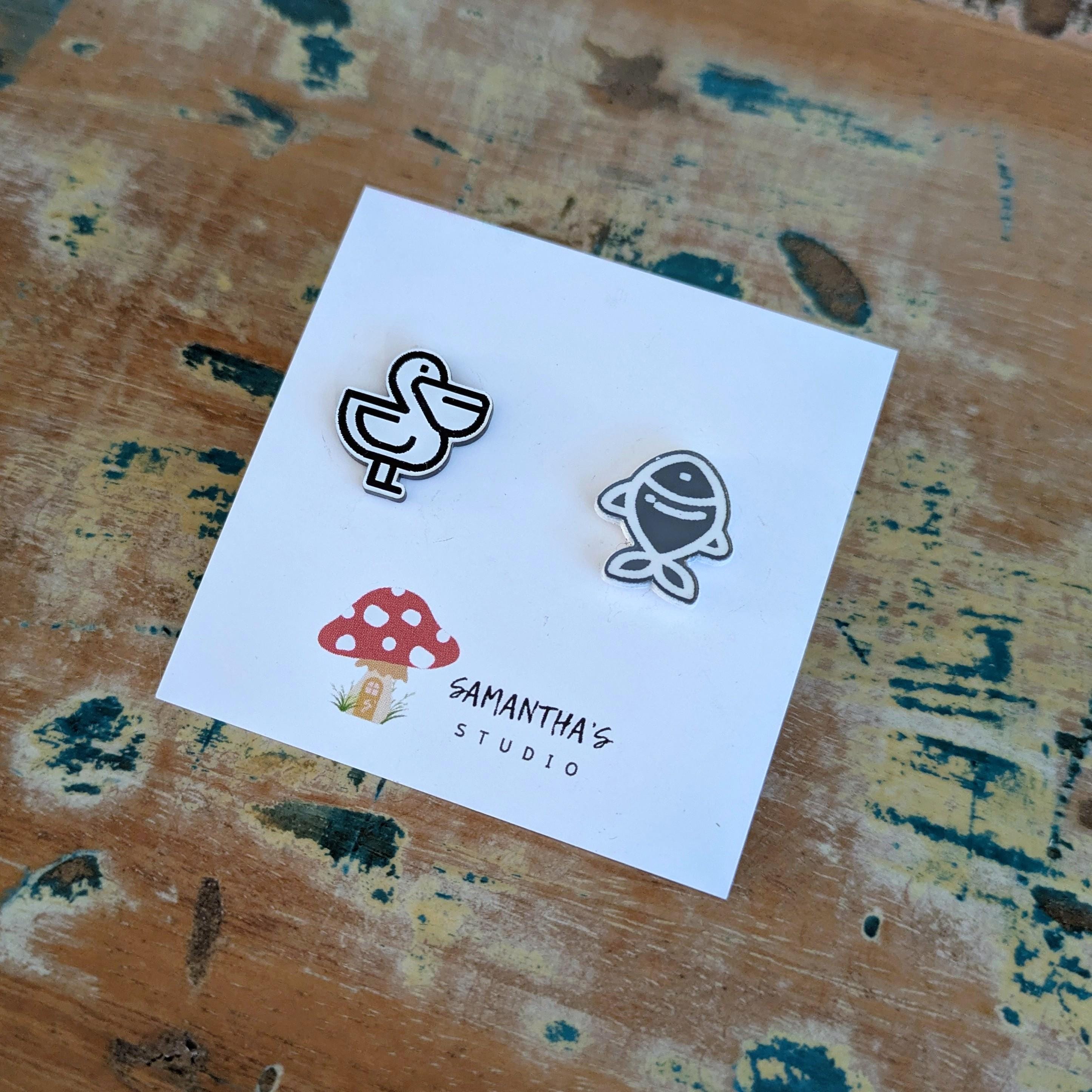 Pelican & Fish stud Earrings