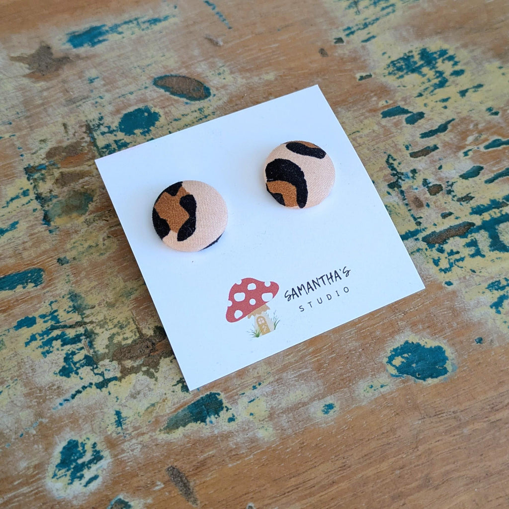 Leopard print Button stud earrings