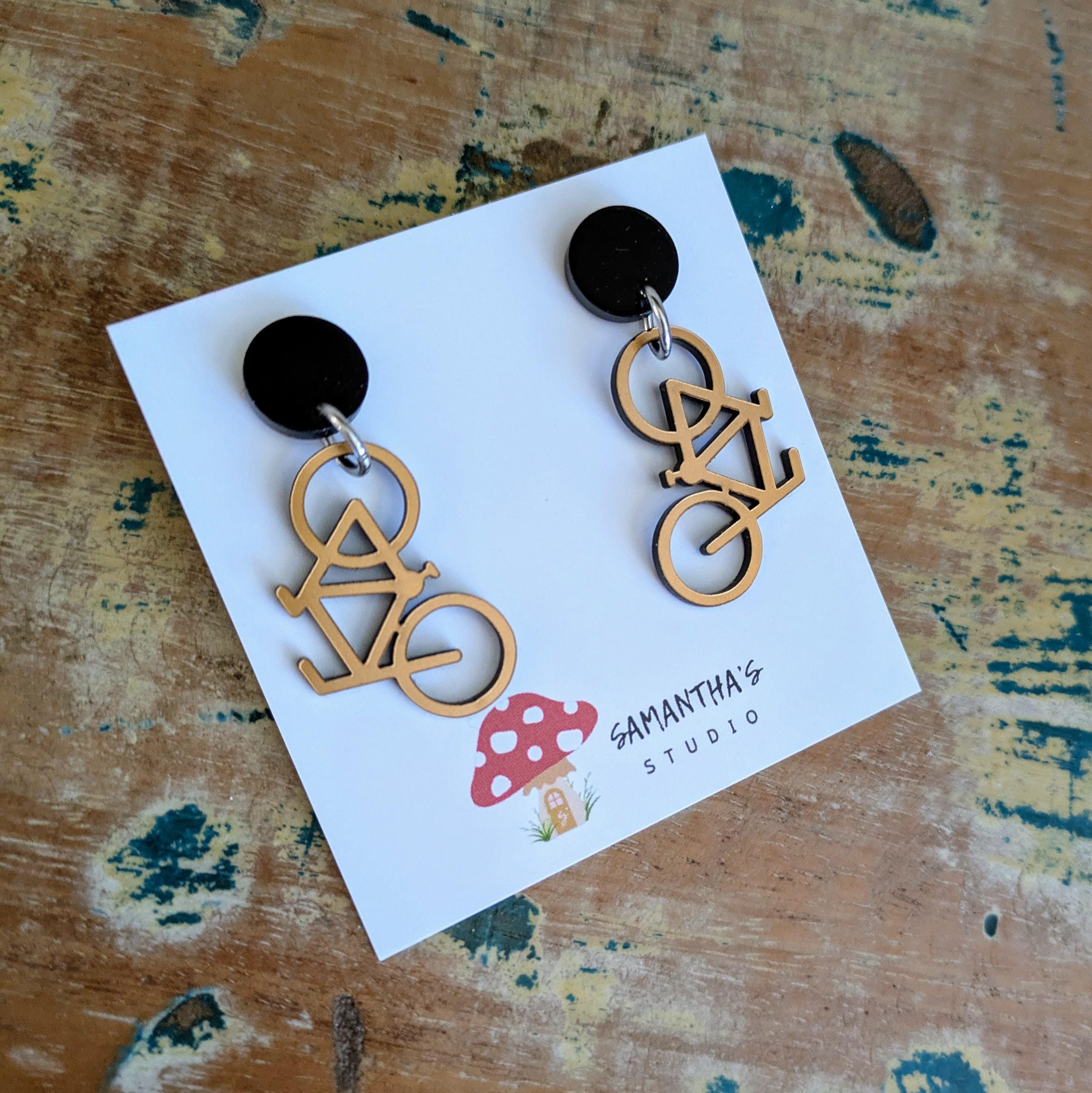 Bike Dangle Earrings, Bicycle dangle earrings,