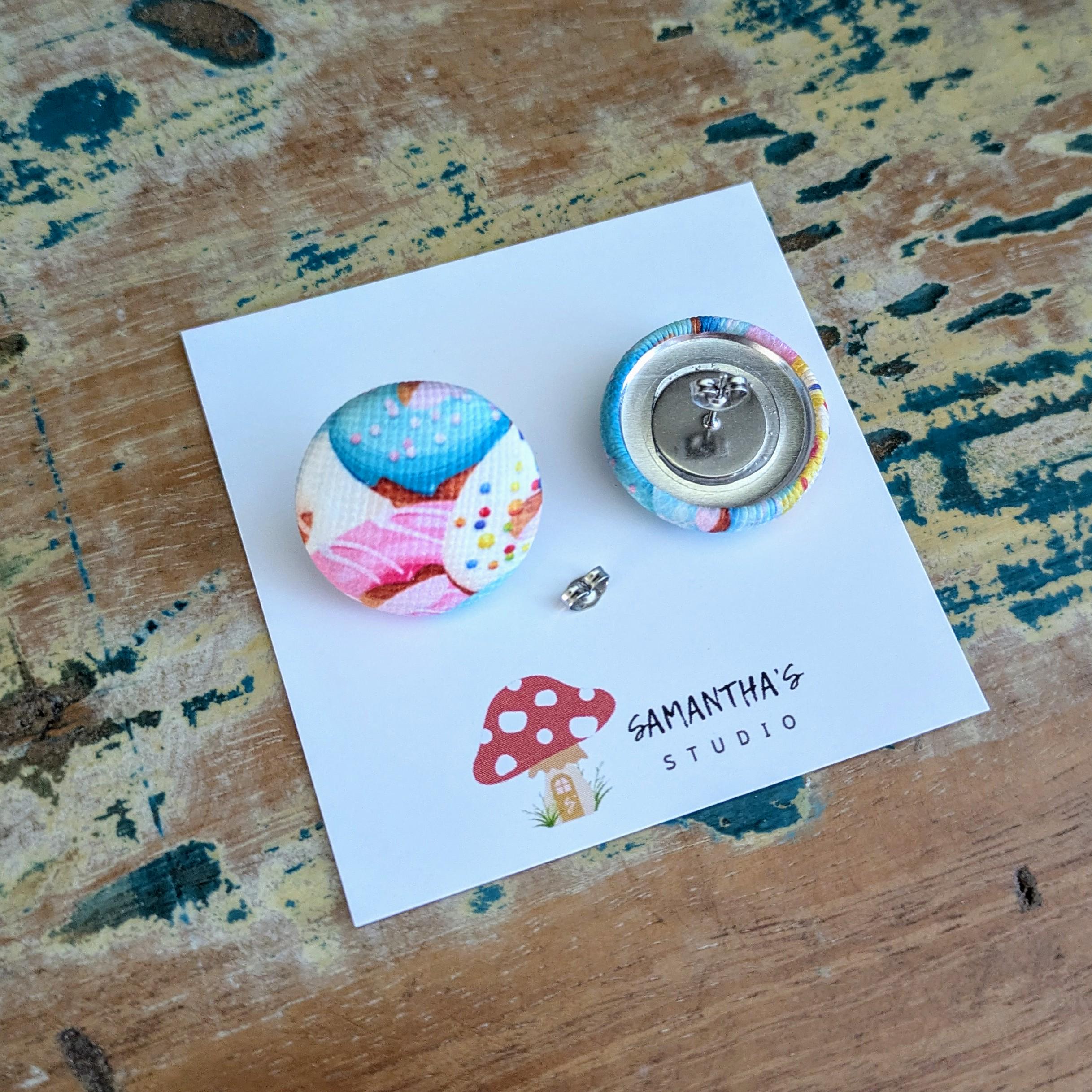 Doughnut / Donut button stud earrings