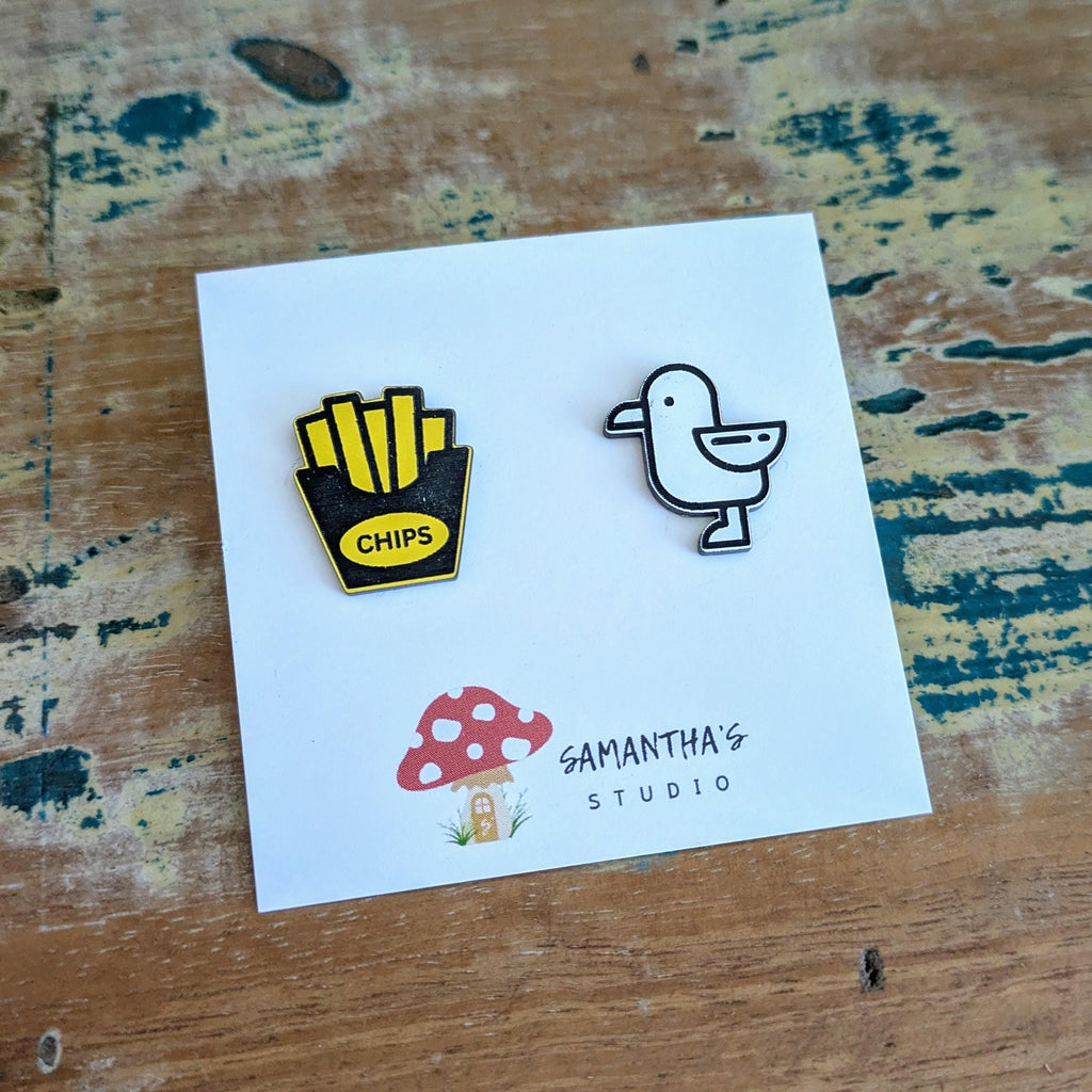 Seagull & Chippy stud Earrings