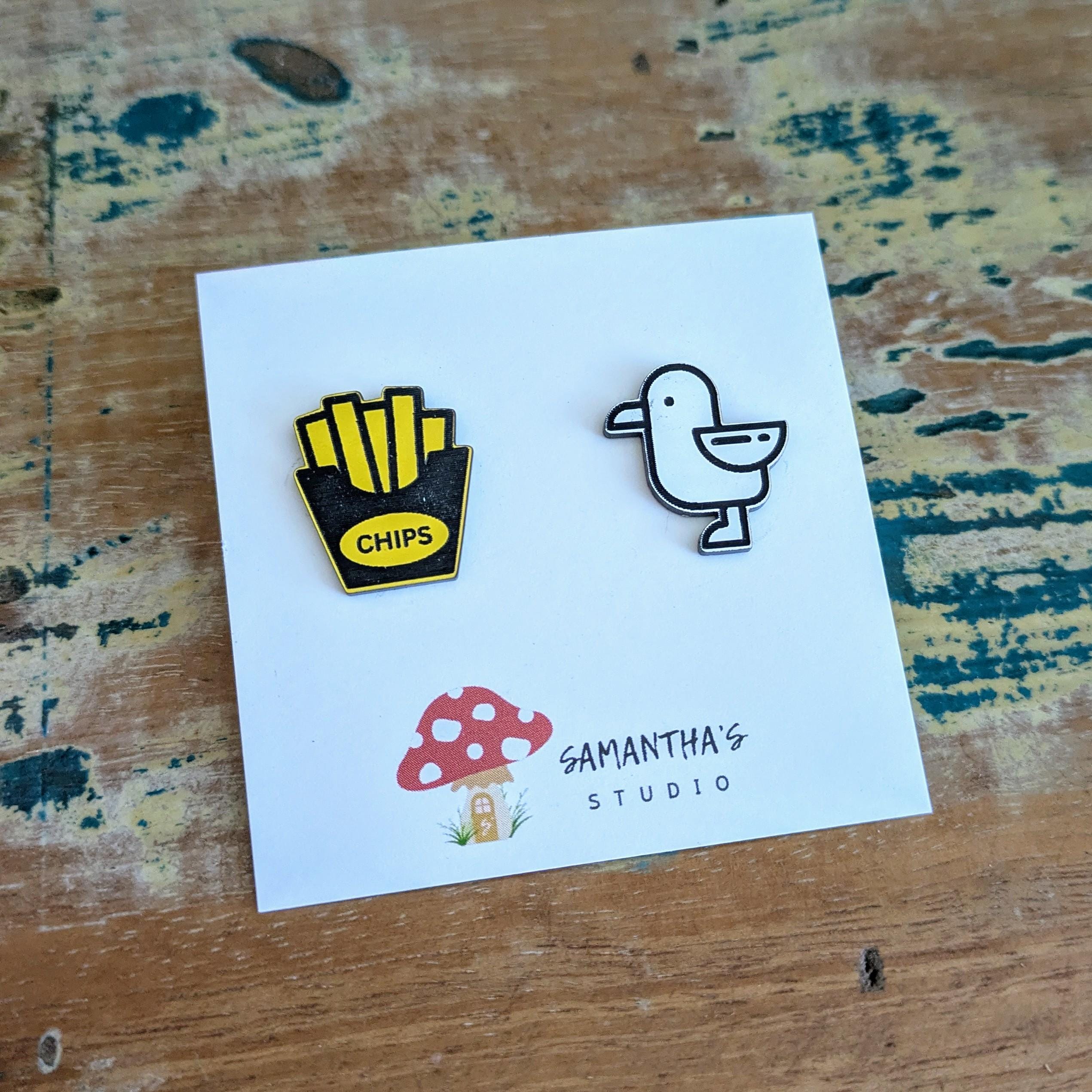 Seagull & Chippy stud Earrings