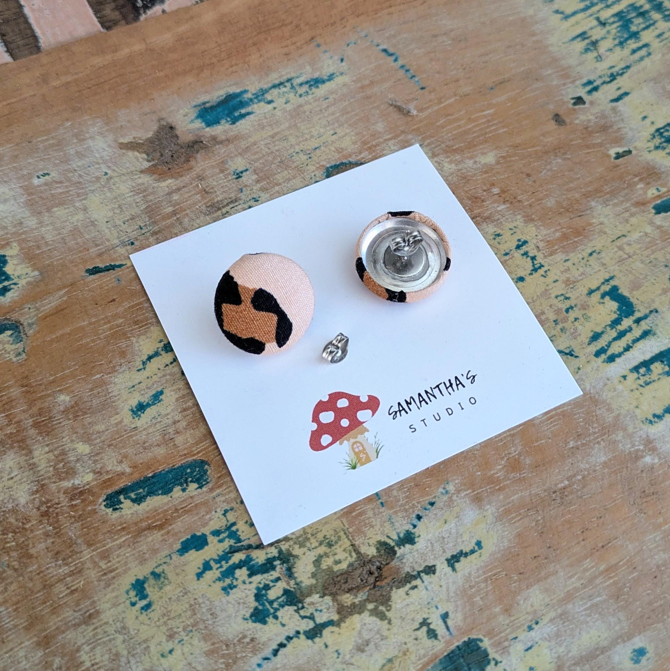 Leopard print Button stud earrings