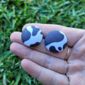 Cow Print Button Stud Earrings