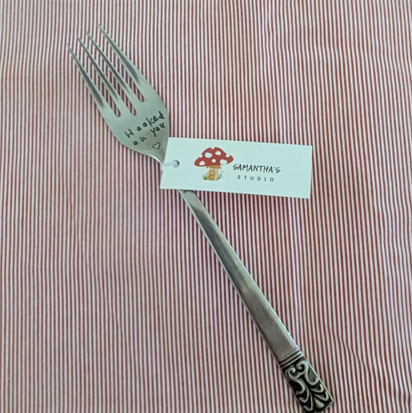 Hooked on You - Quote Cutlery (Fork) Word forks, Upcycled vintage cutlery