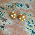 Mustard & Organic Polka Dot Button stud earrings