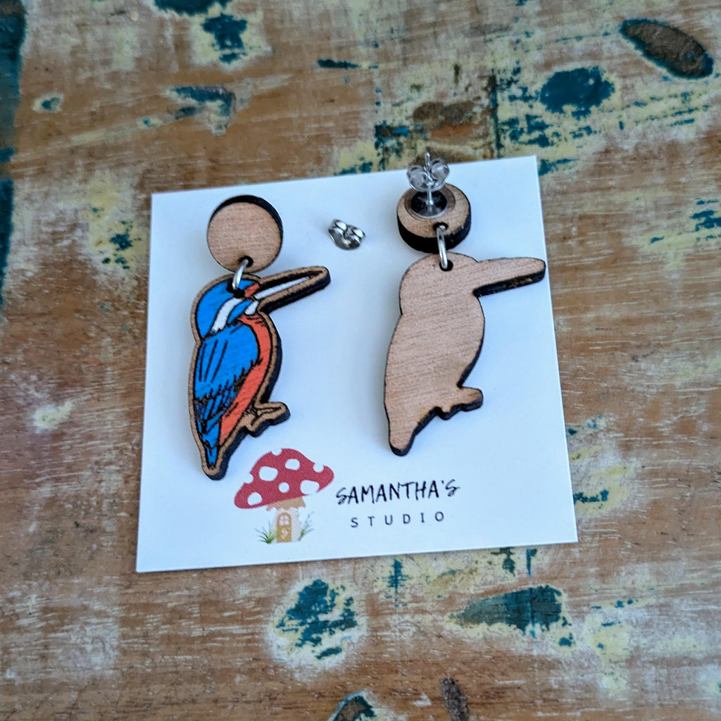 King Fisher Bird dangle earrings