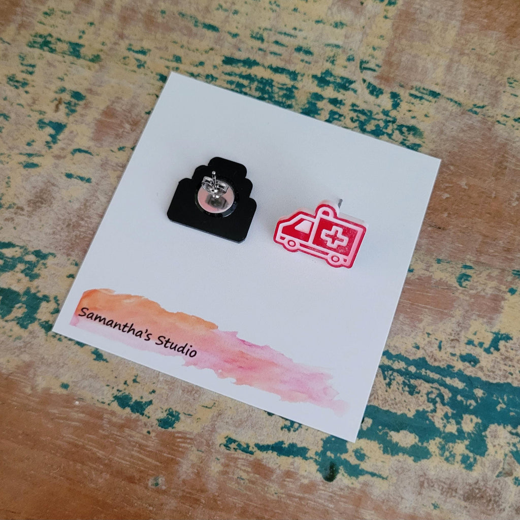 Ambulance & Hospital stud earrings