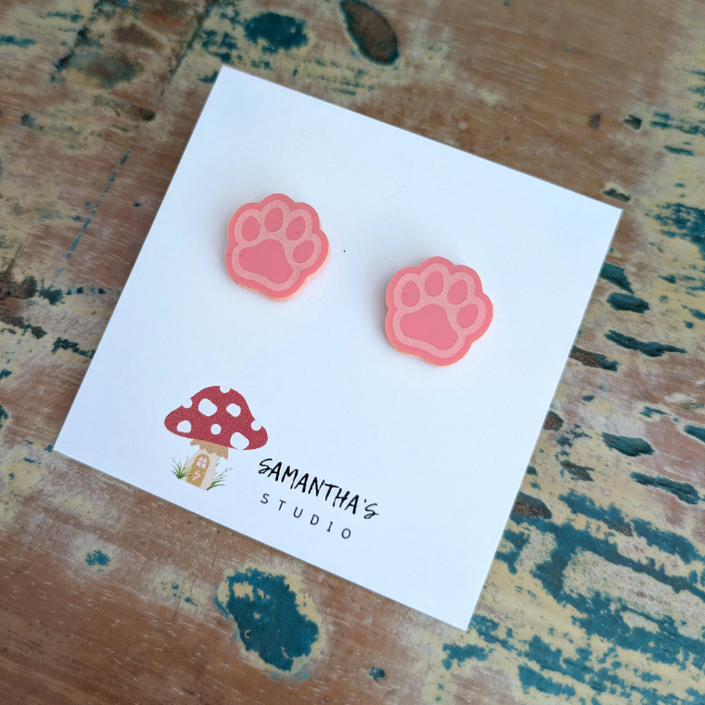 Dog Paw Print Acrylic Stud earrings