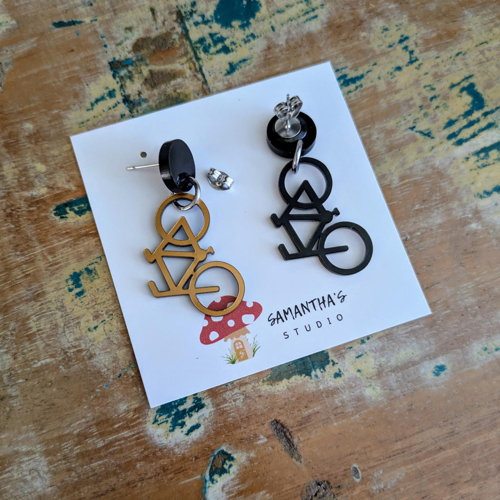 Bike Dangle Earrings, Bicycle dangle earrings,