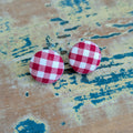 Gingham Button stud earrings